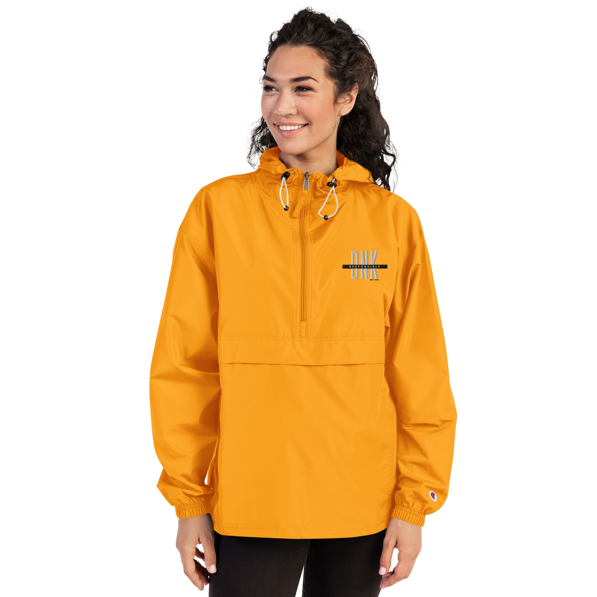 champion dink responsibly pickleball jacket bright orange